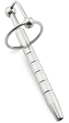 Pierced Penis Plug Pen Ribbed 12cm - Diameter 10mm