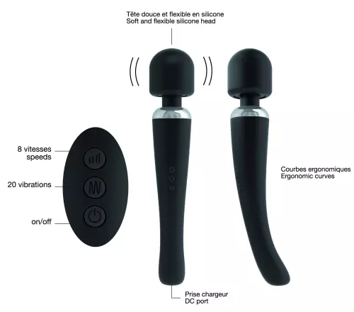 MegaWand Dorcel - Kopf 55mm Schwarz – 4/6