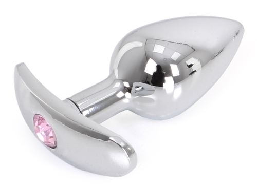 Jewelled Anal Plug with Rounded Base Curve 6 x 2.8 cm - Pink Jewel
