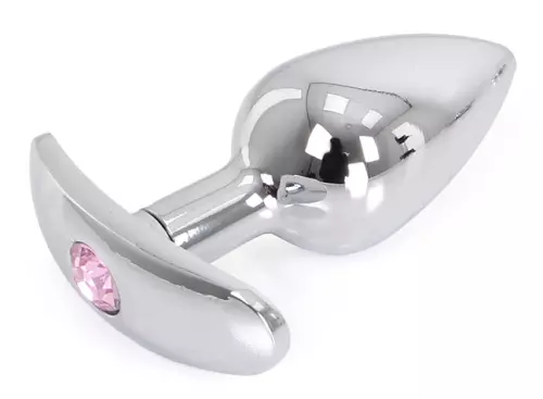 Analplug mit Schmuckstein gerundete Basis Curve 6 x 2,8 cm - Schmuck Rosa – 1/4