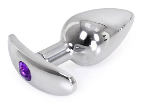 Jewelled Anal Plug with Rounded Base Curve 6 x 2.8 cm - Purple Jewel
