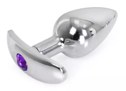 Analplug mit Schmuckstein gerundete Basis Curve 6 x 2,8 cm - Schmuck Violett – 1/4