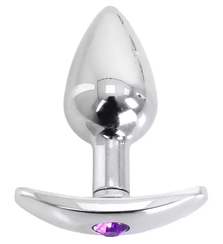 Analplug mit Schmuckstein gerundete Basis Curve 6 x 2,8 cm - Schmuck Violett – 3/4