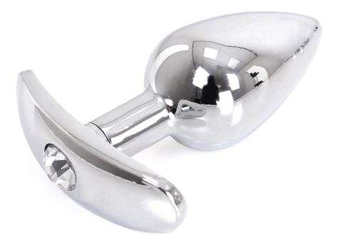 Jewelled Anal Plug with Rounded Base Curve 6 x 2.8 cm - Transparent Jewel
