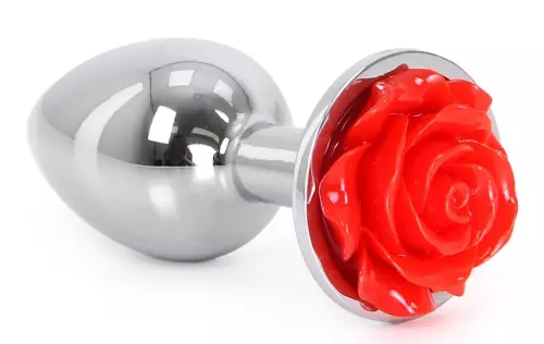 Analplug mit Schmuckstein Alu mit Rose 6 x 2,8 cm – 3/6