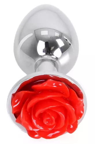 Analplug mit Schmuckstein Alu mit Rose 6 x 2,8 cm – 5/6