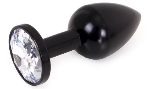 Jewelled Anal Plug Alu Gem Light 6 x 2.8 cm Black