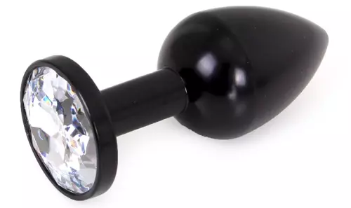 Analplug mit Schmuckstein Alu Gem Light 6 x 2,8 cm Schwarz – 1/3