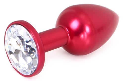 Jewelled Anal Plug Alu Gem Light 6 x 2.8 cm Red