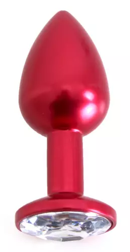 Analplug mit Schmuckstein Alu Gem Light 6 x 2,8 cm Rot – 2/3