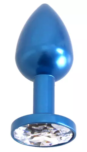 Analplug mit Schmuckstein aus Alu Gem Light 6 x 2,8 cm Blau – 2/3