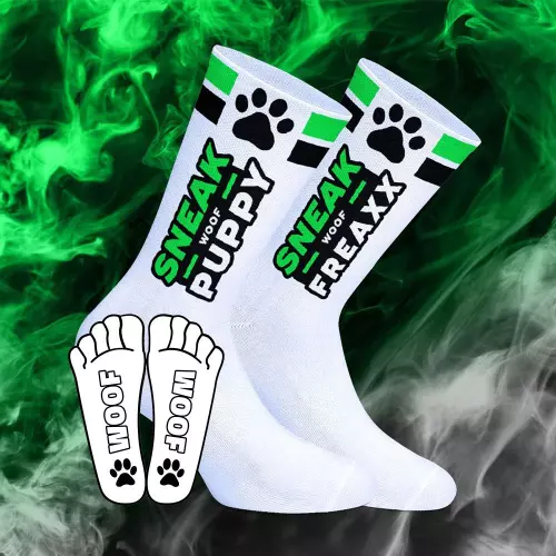 Socken SNEAKFREAXX PUPPY NEON Weiß-Grün – 1/7