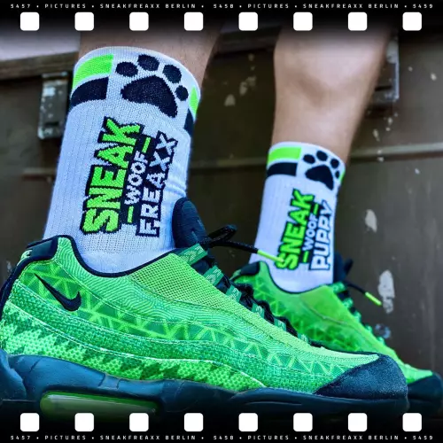 Socken SNEAKFREAXX PUPPY NEON Weiß-Grün – 2/7