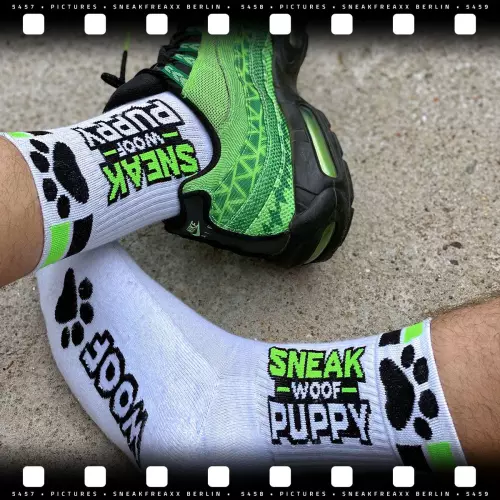 Socken SNEAKFREAXX PUPPY NEON Weiß-Grün – 5/7