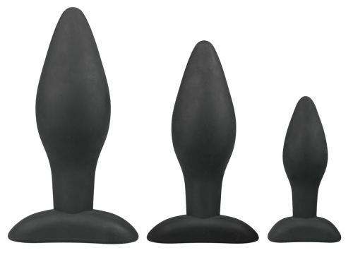 Set aus 3 schwarzen Silikon-Plugs Rocket