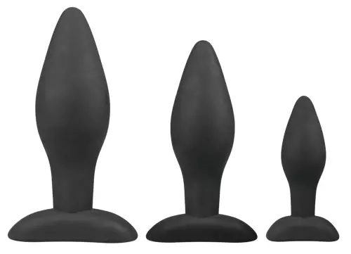 Set aus 3 schwarzen Silikon-Plugs Rocket – 1/5