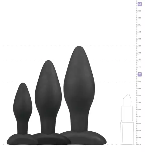 Set aus 3 schwarzen Silikon-Plugs Rocket – 5/5