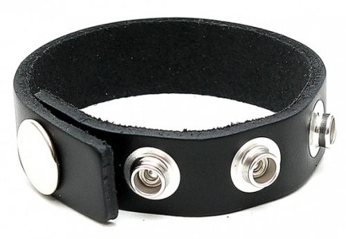 Cockring en cuir Brut 4 pressions Noir