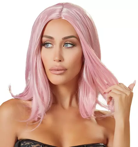 Perücke Halblange Haare Rosa – 3/3