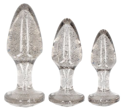 Set of 3 Silver Glitter Plugs