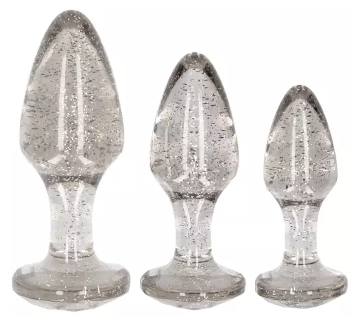 3er Set Glitter Plugs Silber – 1/9