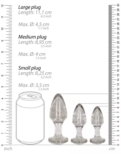 3er Set Glitter Plugs Silber – 4/9