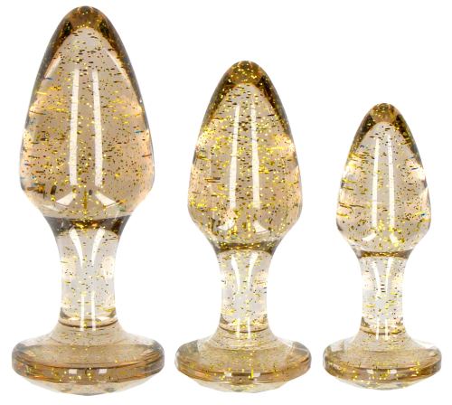 Set of 3 Gold Glitter Plugs
