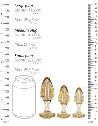 3er Set Glitter Plugs Gold – 4/9