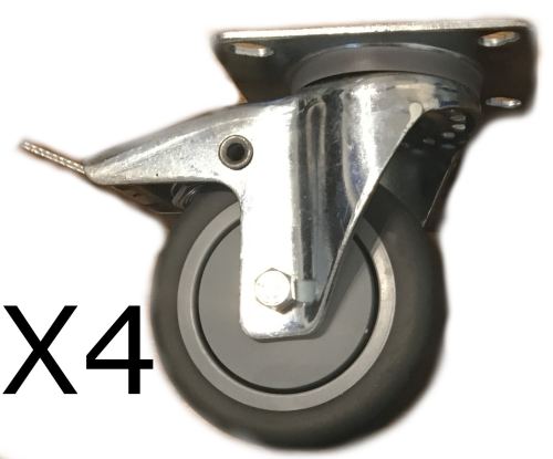 Castors with Brake Diameter 10cm Professional Quality x4