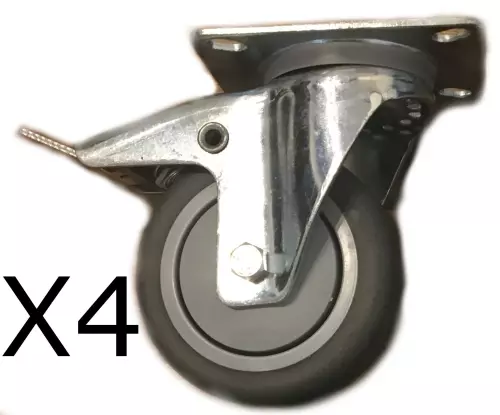 Rollen mit Bremse Durchmesser 10cm Professionelle Qualität x4 – 1/3
