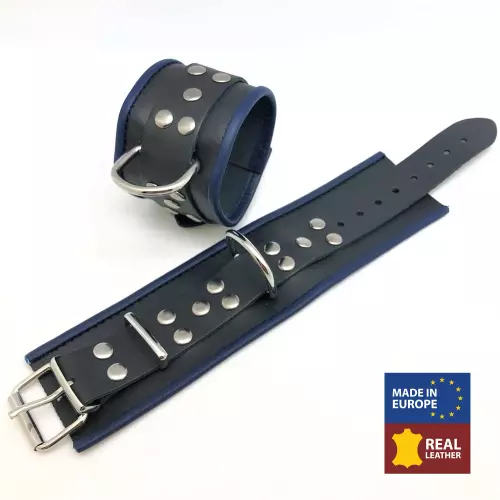 Ledermanschette - Schwarz/Blau – 1/4