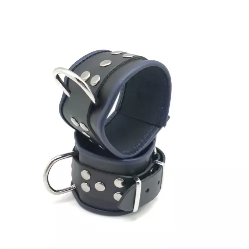 Ledermanschette - Schwarz/Blau – 4/4