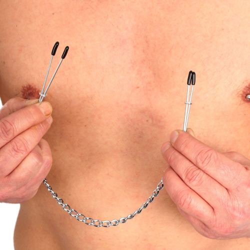 Flat Metal Nipple Clamps with Chain