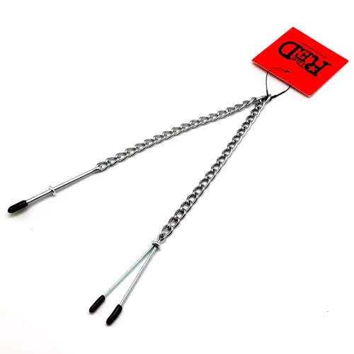 Flache Metallbrustwarzenclips mit Kette – 3/3