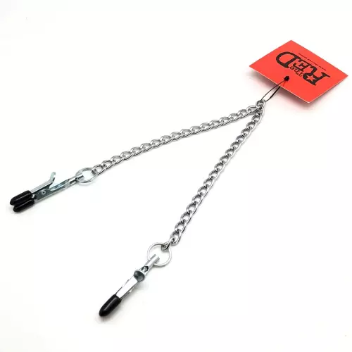 Metallische Brustwarzenclips mit Kette – 3/4