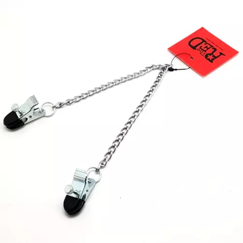 Metallische Brustwarzenclips mit Kette – 3/4