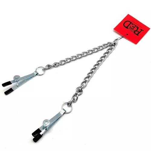 Metallische Brustwarzenclips mit Kette – 3/4