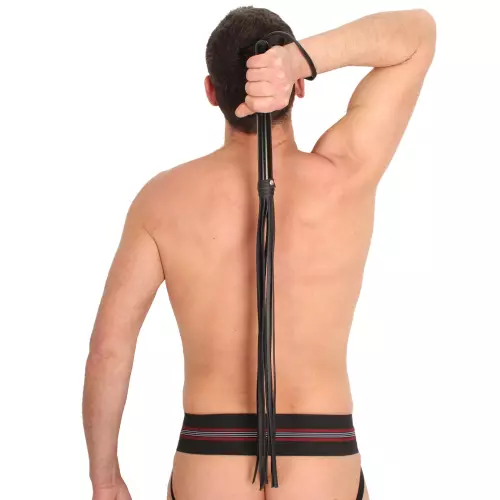 Leder/Holz Peitsche mit Riemen - 75cm – 2/2
