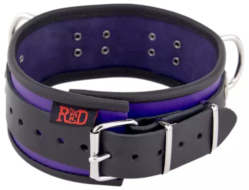 Lederhalsband 3 D-Ringe Violett-Schwarz – 4/7