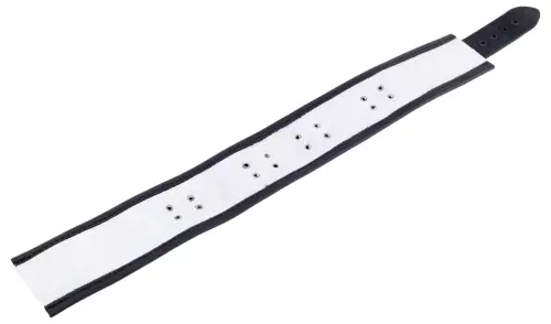 Lederhalsband 3 D-Ringe Weiß-Schwarz – 6/7
