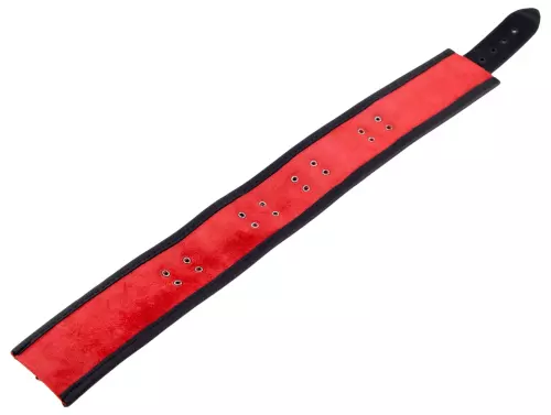 Lederhalsband 3 D-Ringe Rot-Schwarz – 6/7