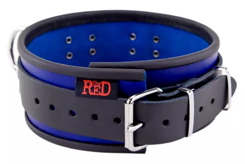 Lederhalsband - 3 D-Ringe - Blau/Schwarz – 4/7