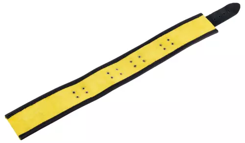 Lederhalsband 3 D-Ringe Gelb-Schwarz – 7/7