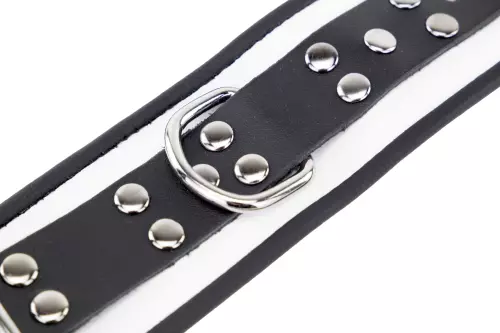Lederhandschellen - Weiß/Schwarz – 5/7