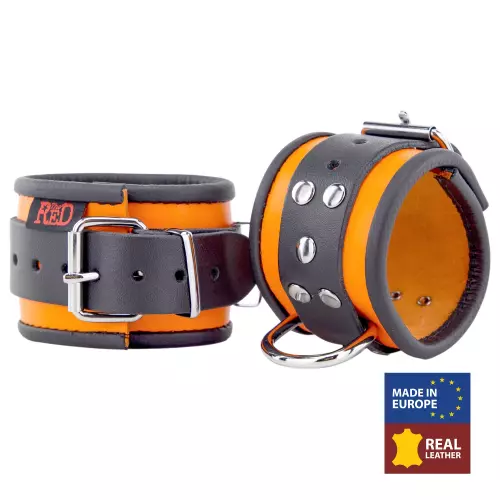 Lederhandschellen - Orange/Schwarz – 1/7