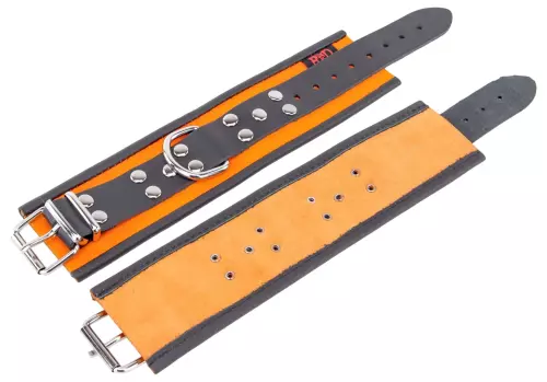 Lederhandschellen - Orange/Schwarz – 5/7