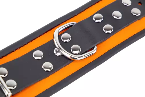 Lederhandschellen - Orange/Schwarz – 6/7