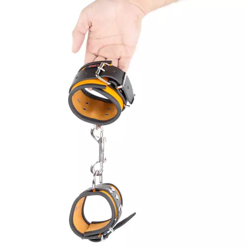 Lederhandschellen - Orange/Schwarz – 7/7