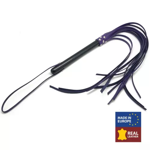 VIOLETTE LEDER PEITSCHE RIEMEN - 78cm - HOLZGRIFF – 1/6