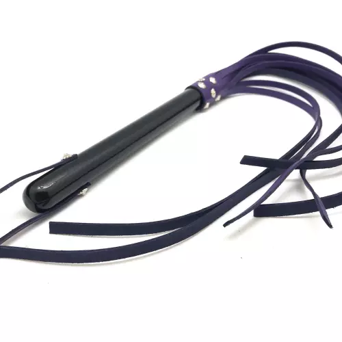 VIOLETTE LEDER PEITSCHE RIEMEN - 78cm - HOLZGRIFF – 5/6
